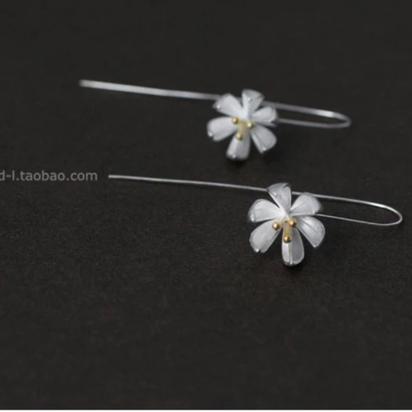 Beautiful Lotus Flower Long Dangle Earrings - Picture 13 of 15